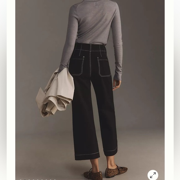 Maeve Colette Black & White stitching Flare stretchy pants! - Picture 2 of 14